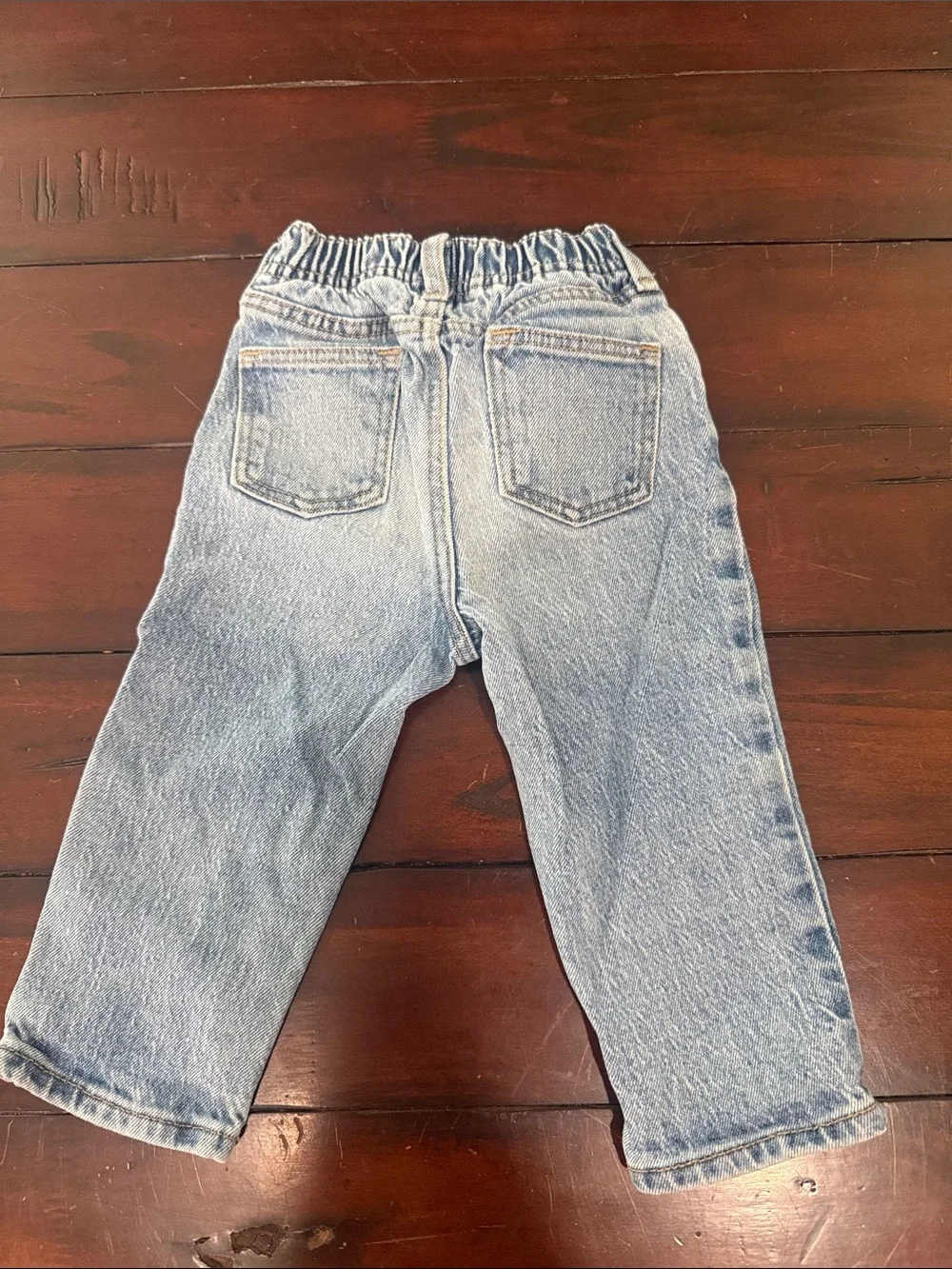 Kids Light Blue Elastic Waist Denim Jeans - Straight Leg